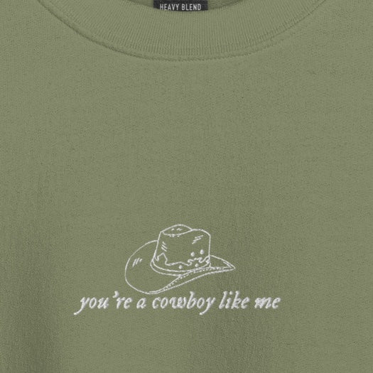 cowboy like me - Embroidered Crew Neck