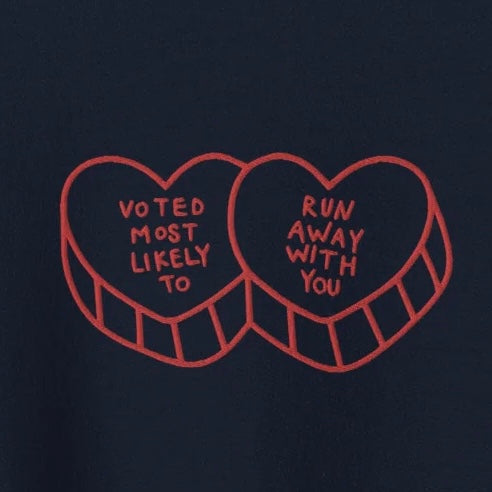 Voted Most Likely to Run Away With You - Embroidered Crew Neck