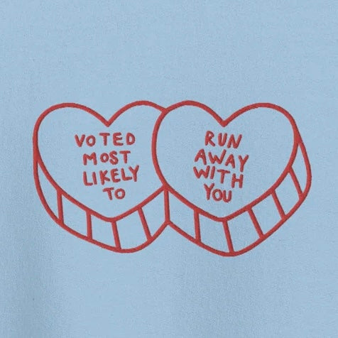 Voted Most Likely to Run Away With You - Embroidered Crew Neck