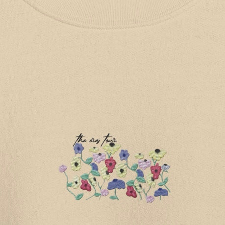 Piano Flowers - Embroidered Crew Neck