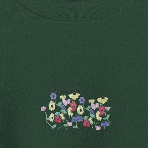 Piano Flowers - Embroidered Crew Neck