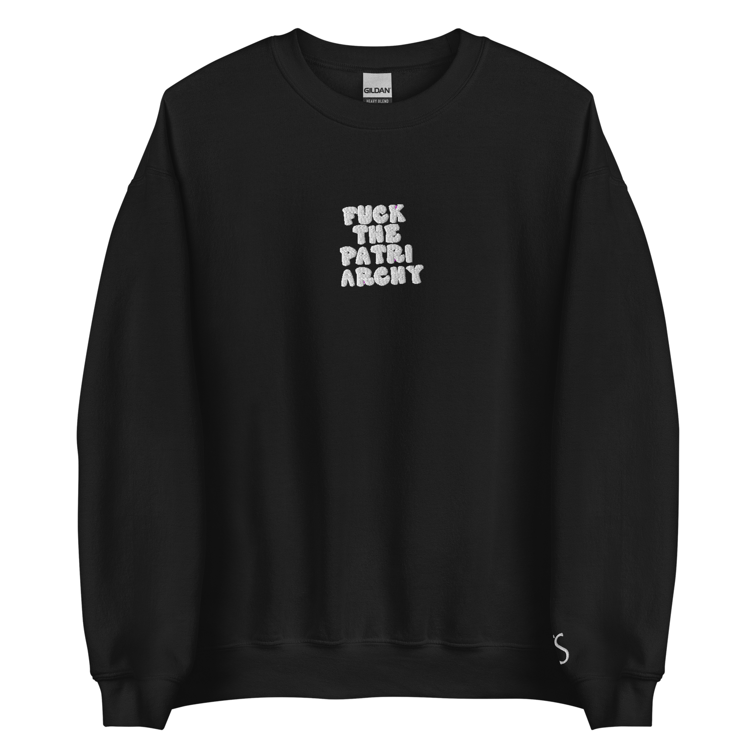 F*uck The Patriarchy - White Thread Embroidery Crew Neck