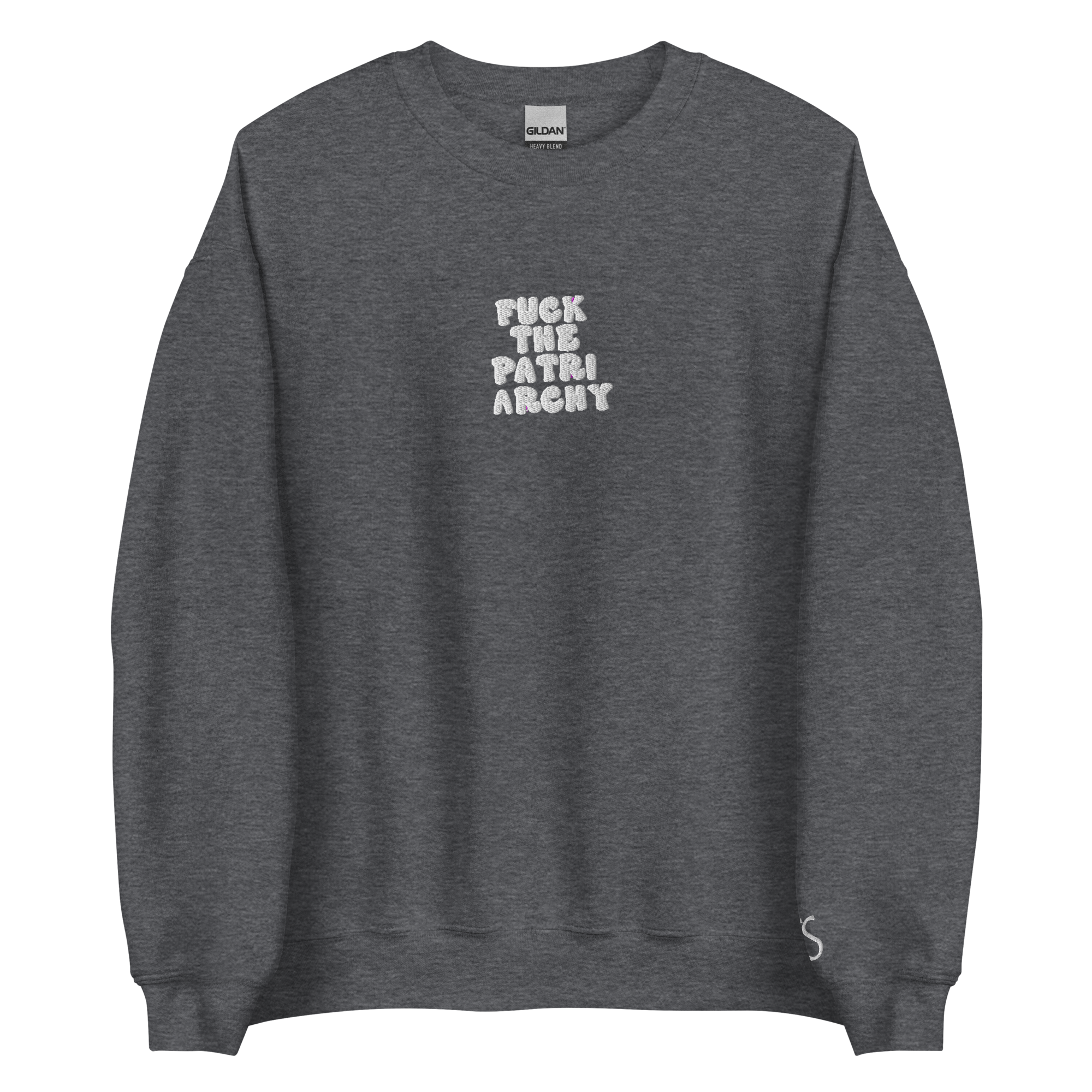 F*uck The Patriarchy - White Thread Embroidery Crew Neck