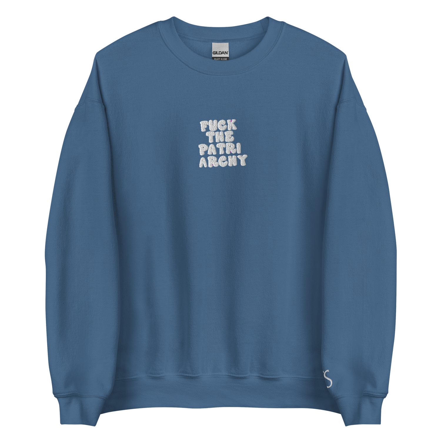 F*uck The Patriarchy - White Thread Embroidery Crew Neck