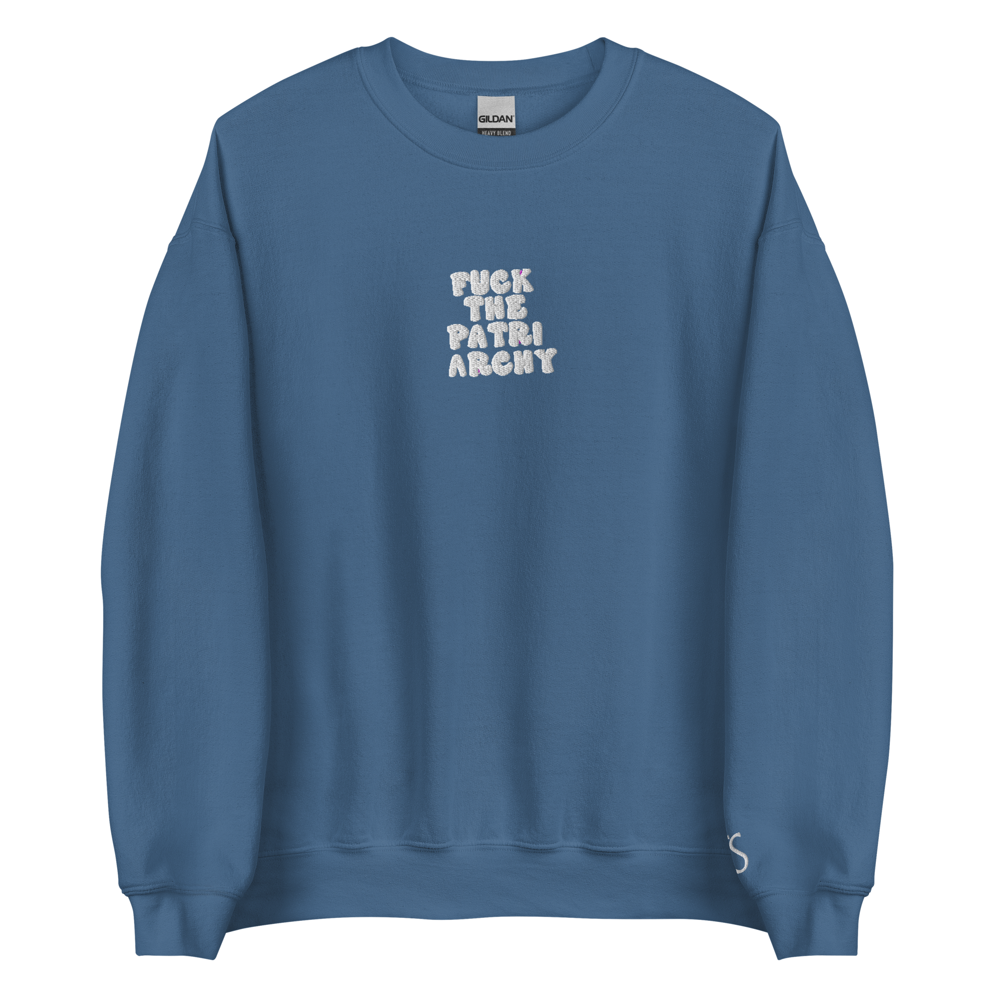 F*uck The Patriarchy - White Thread Embroidery Crew Neck