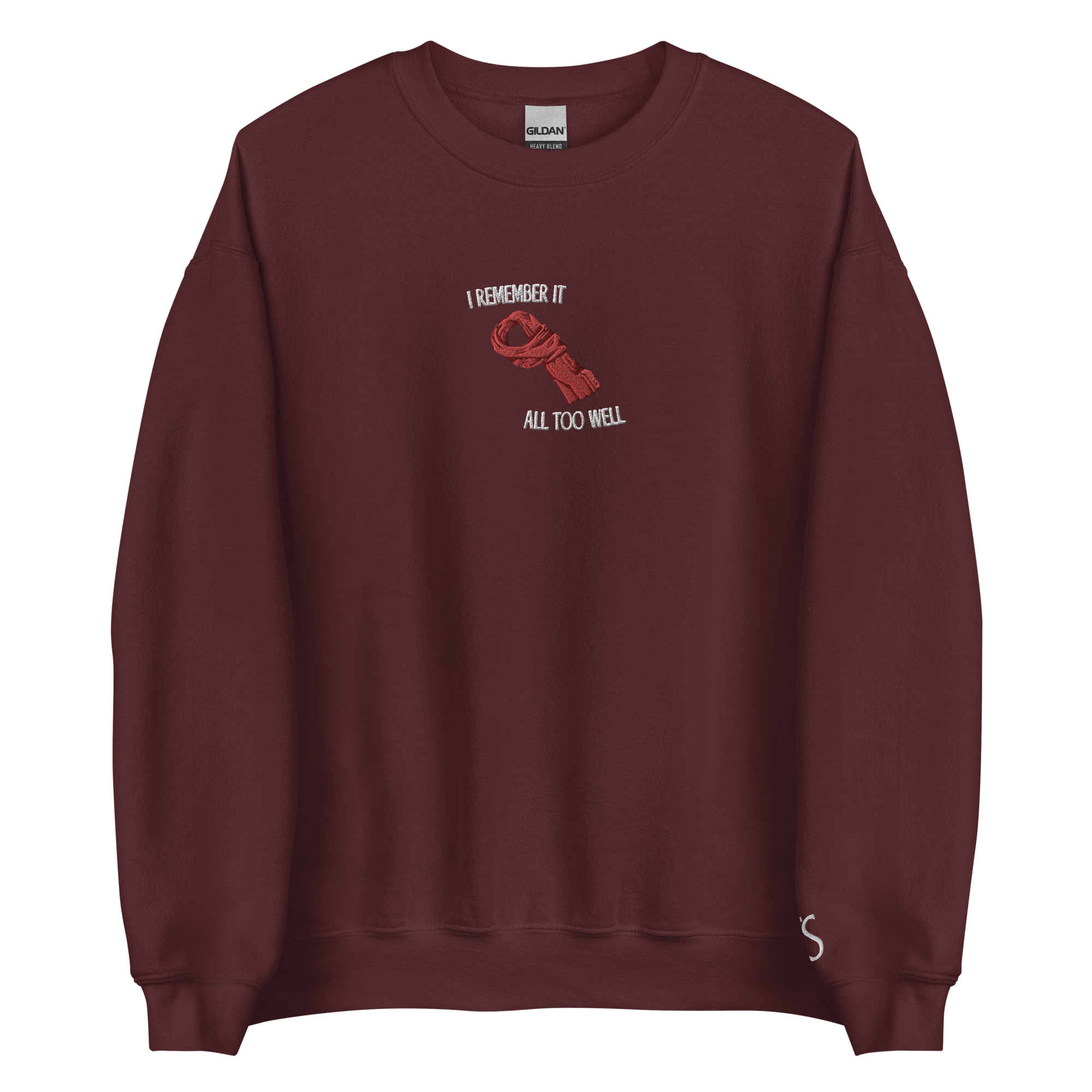 I Remember It All Too Well - White Thread Embroidery Crew neck