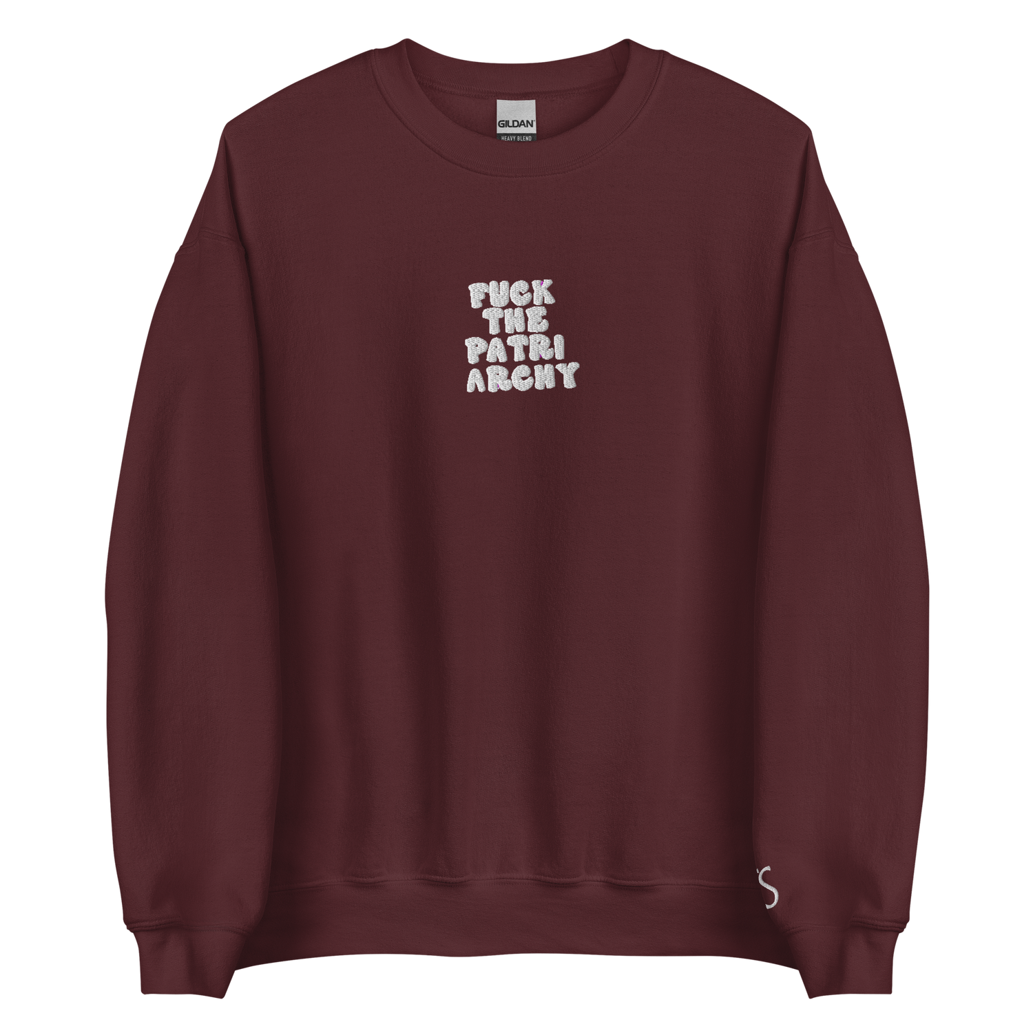 F*uck The Patriarchy - White Thread Embroidery Crew Neck