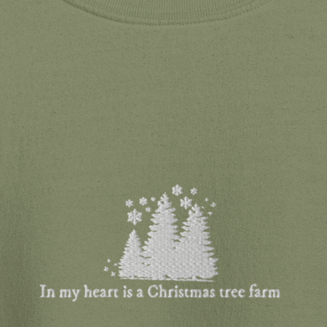 In My Heart is a Christmas Tree Farm - Embroidered Crew Neck