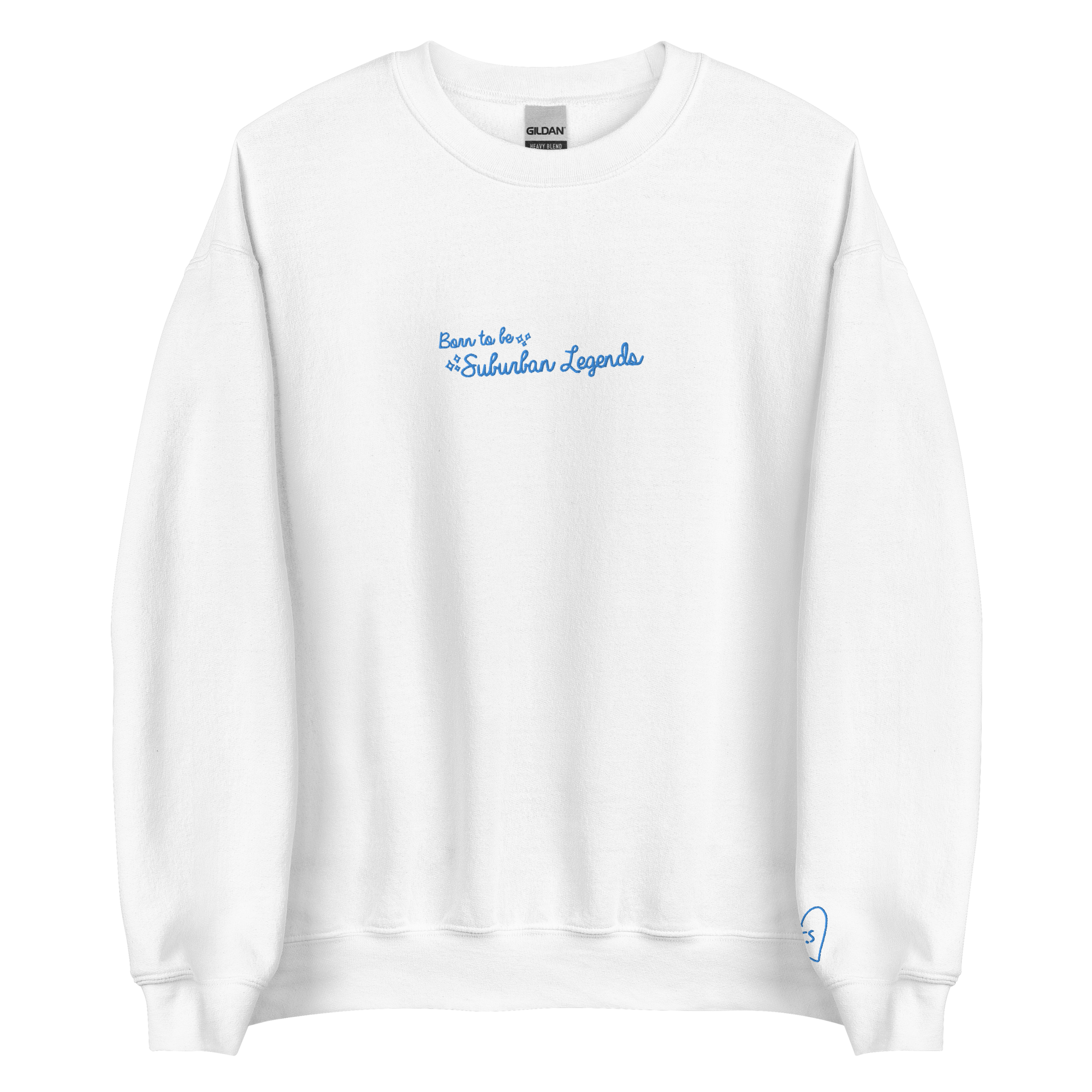 Born To Be Suburban Legends - Blue Thread Embroidery Crew Neck