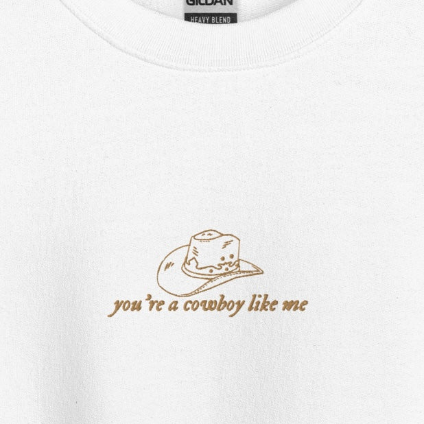 cowboy like me - Gold Thread Embroidery Crew Neck