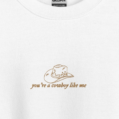 cowboy like me - Gold Thread Embroidery Crew Neck