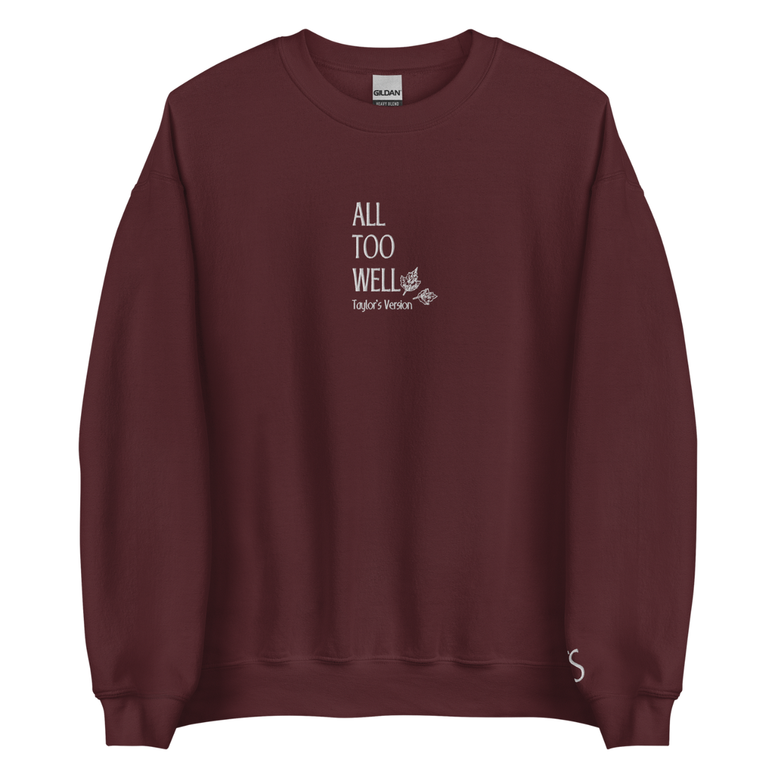 All Too Well - White Thread Embroidery Crew Neck