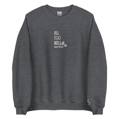 All Too Well - White Thread Embroidery Crew Neck