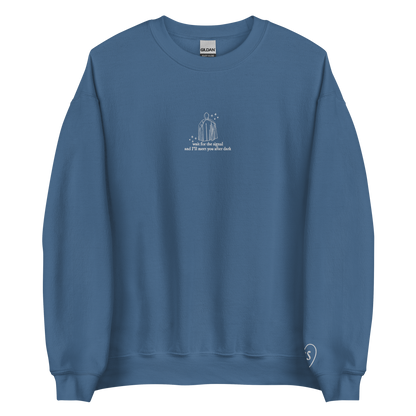 wait for the signal - Embroidered Crew Neck