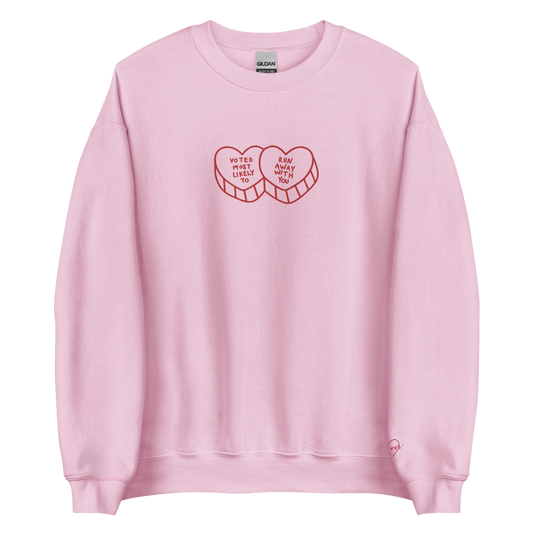 Voted Most Likely to Run Away With You - Embroidered Crew Neck