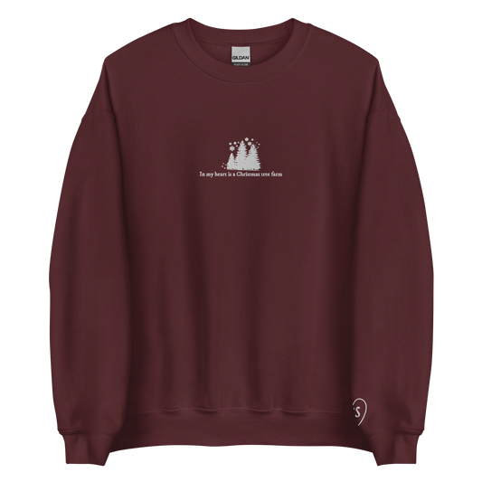 In My Heart is a Christmas Tree Farm - Embroidered Crew Neck