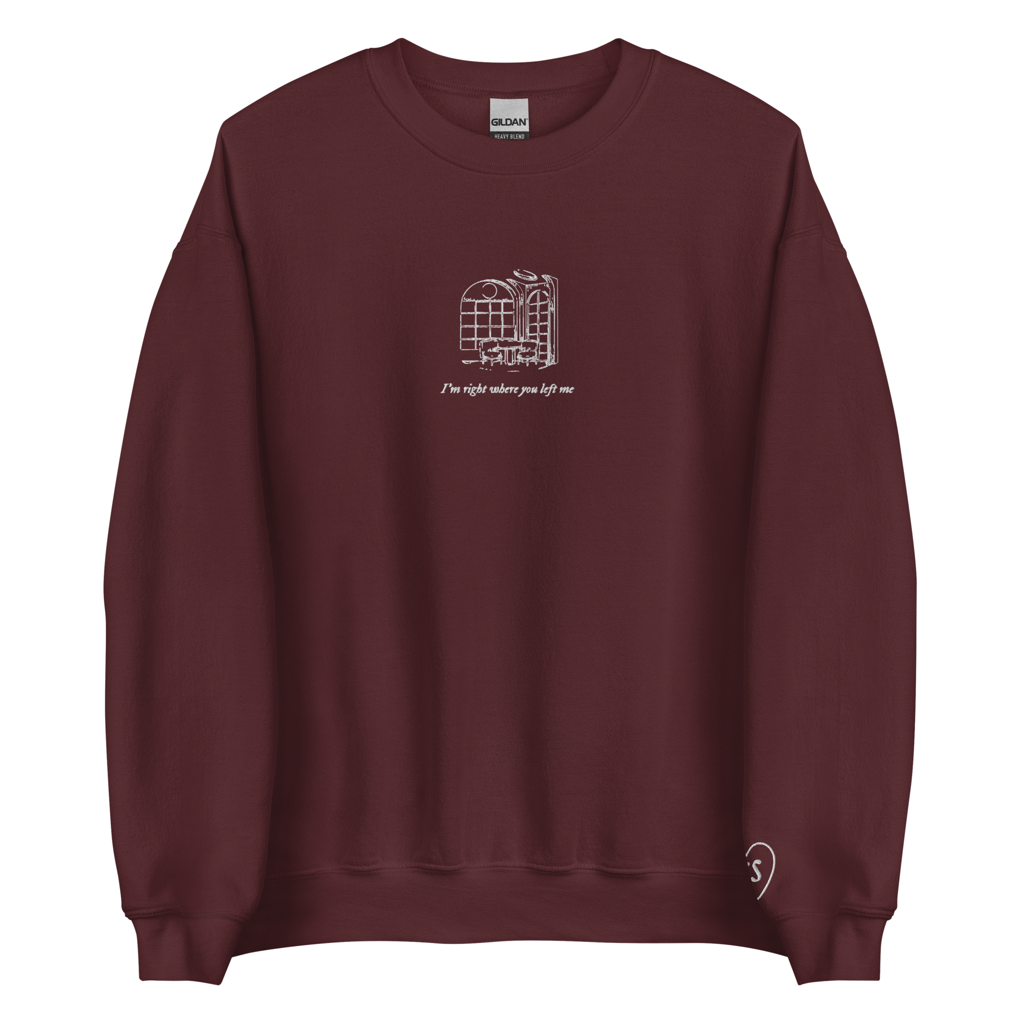 right where you left me - Embroidered Crew Neck