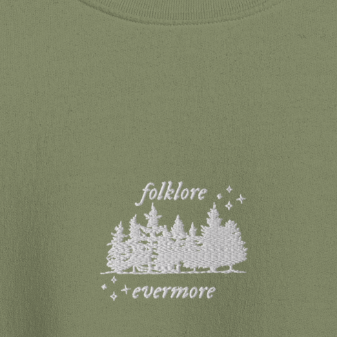 folklore/evermore era - Embroidered Crew Neck