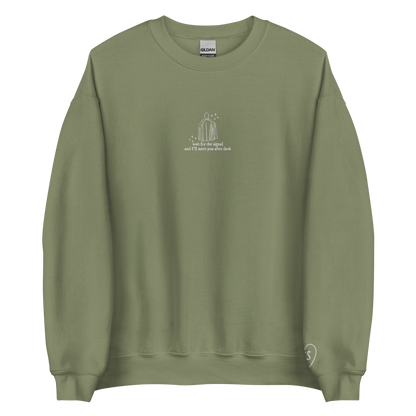 wait for the signal - Embroidered Crew Neck