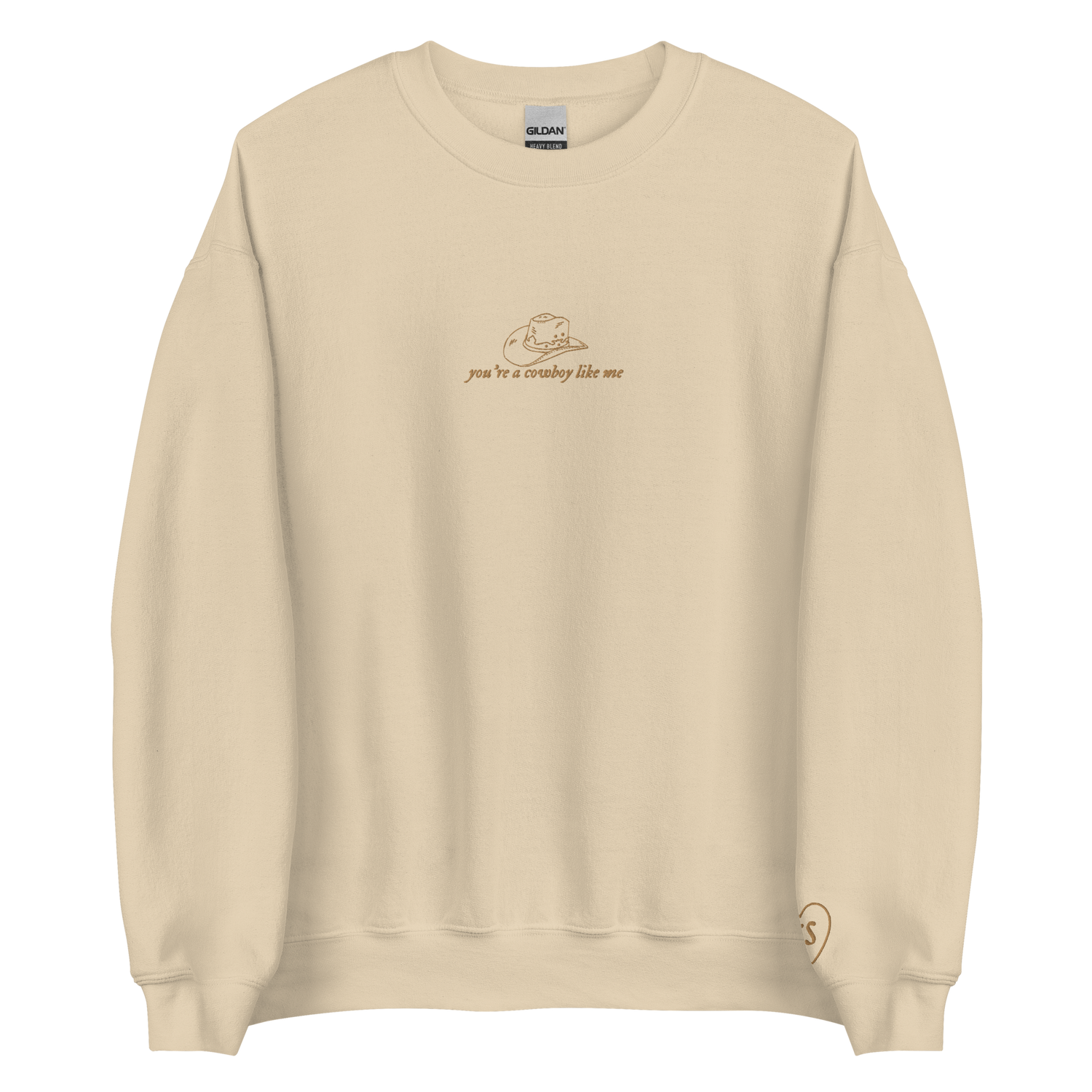 cowboy like me - Gold Thread Embroidery Crew Neck