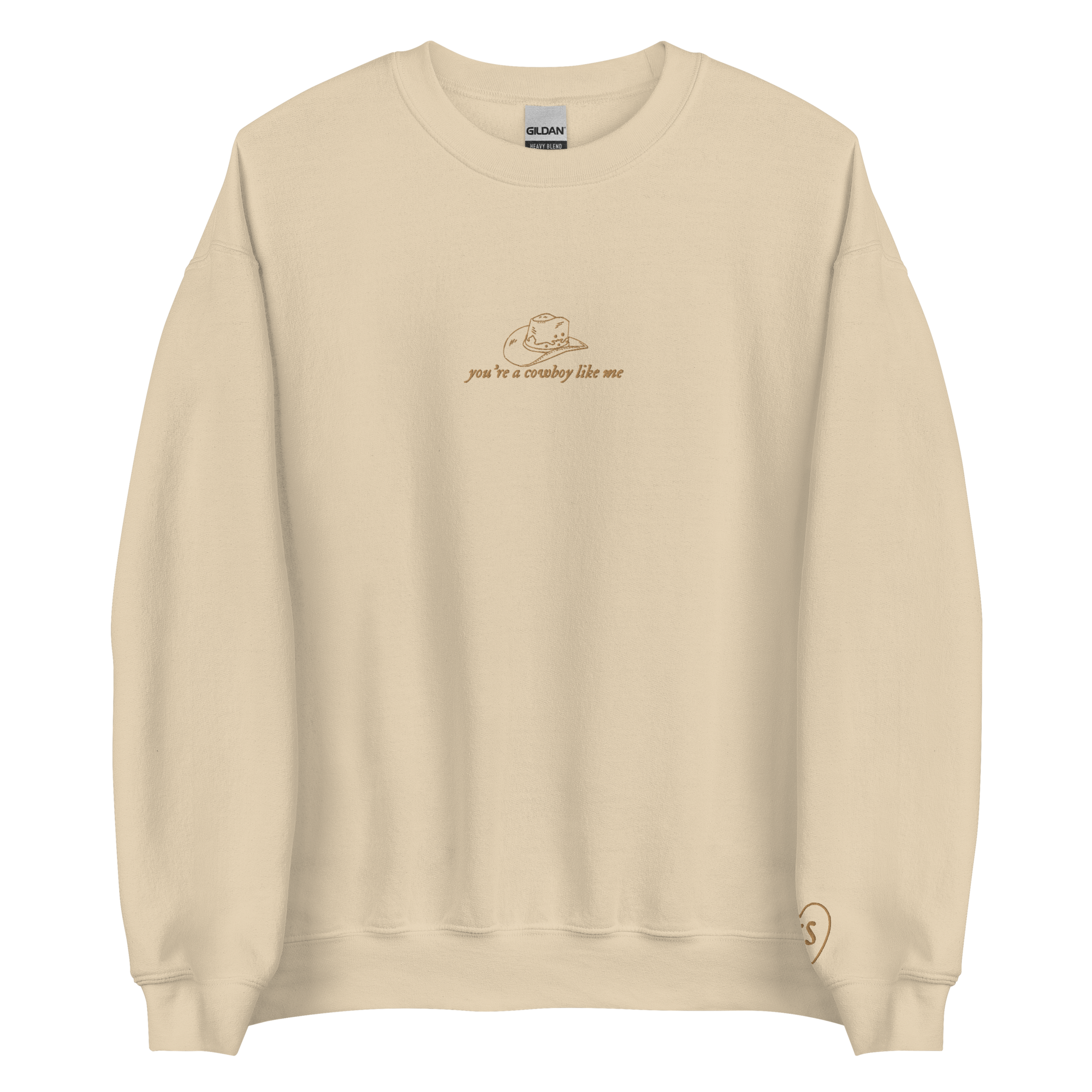 cowboy like me - Gold Thread Embroidery Crew Neck