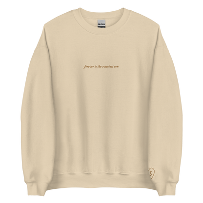 forever is the sweetest con - Gold Thread Embroidery Crew Neck