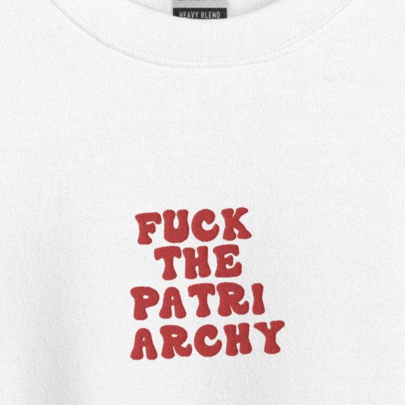 F*uck The Patriarchy - Red Thread Embroidery Crew Neck