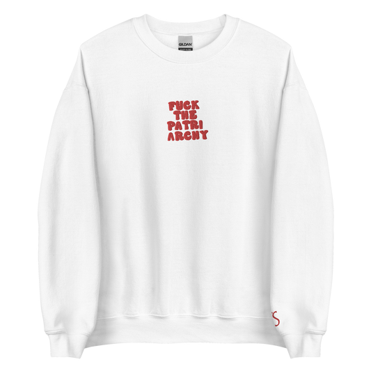 F*uck The Patriarchy - Red Thread Embroidery Crew Neck