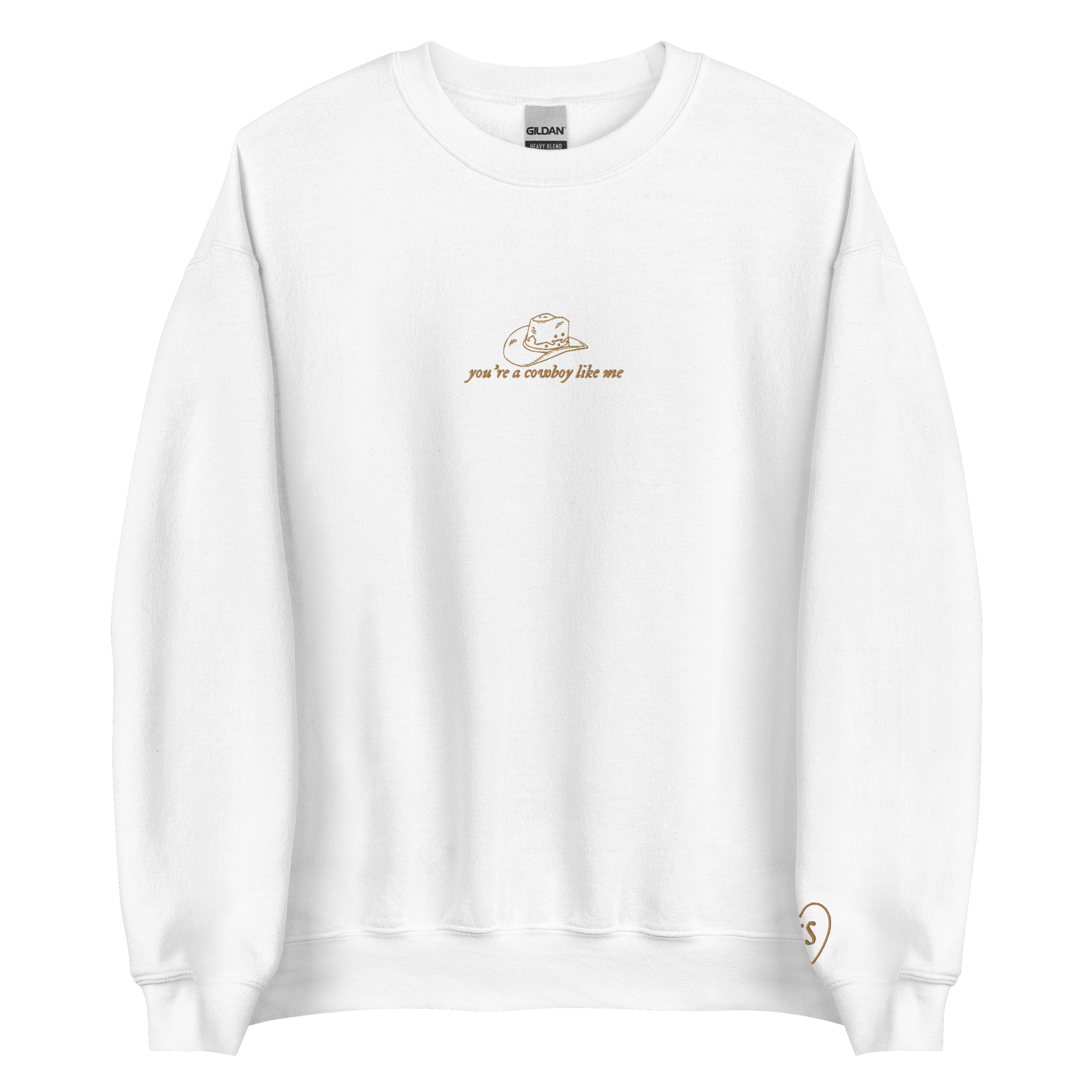 cowboy like me - Gold Thread Embroidery Crew Neck