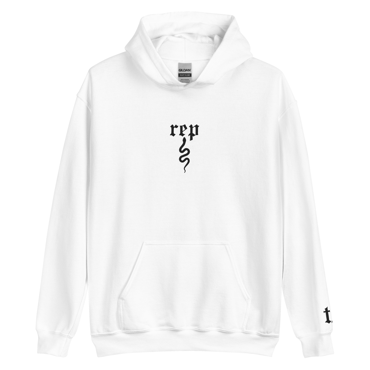 Rep - White Embroidered Hoodie